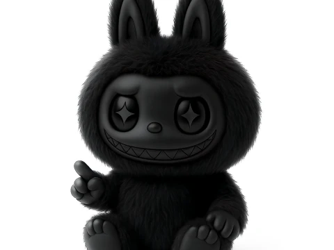 3D 프린팅 싯 블랙 라부부 몬스터 장난감 3D 모델