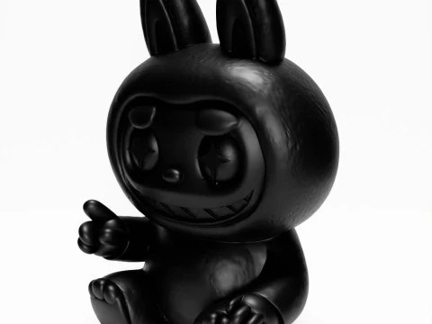 3D Printing Sit Black Labubu The Monsters toy 3D Model