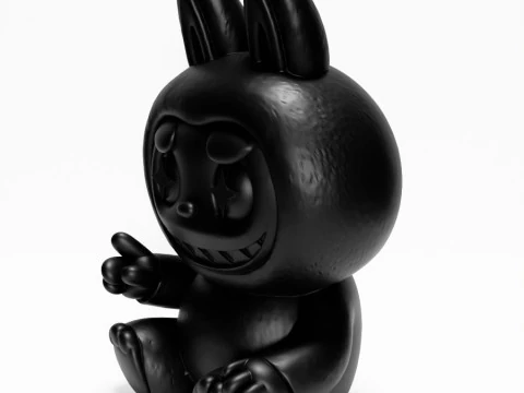 3D Printing Sit Black Labubu The Monsters toy 3D Model