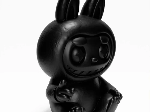 3D Printing Sit Black Labubu The Monsters toy 3D Model