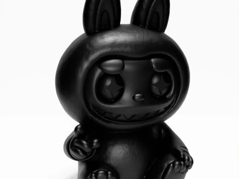 3D Printing Sit Black Labubu The Monsters toy 3D Model