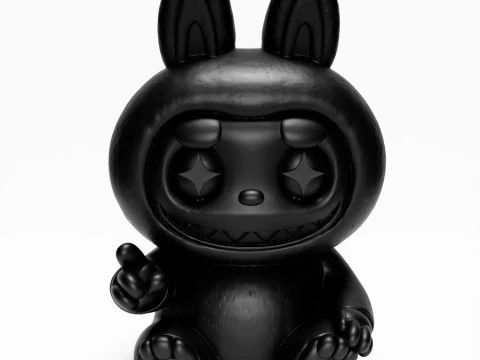 3D Printing Sit Black Labubu The Monsters toy 3D Model