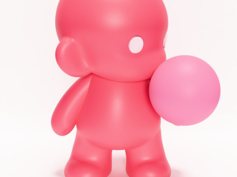 3D Printing Pink Bubble Gum Candy Cloud toy 3D Modell