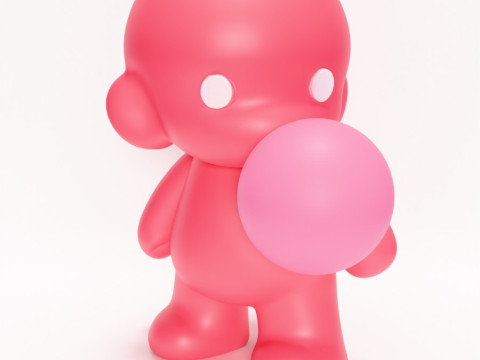 3D Printing Pink Bubble Gum Candy Cloud toy 3D Modell