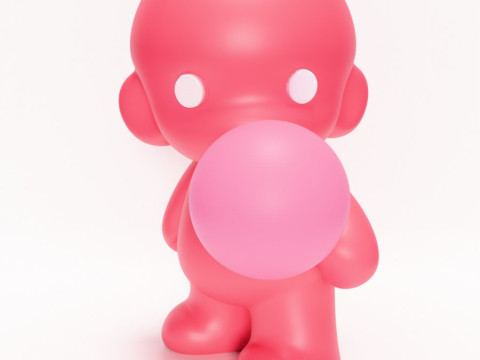 3D Printing Pink Bubble Gum Candy Cloud toy 3D Modell