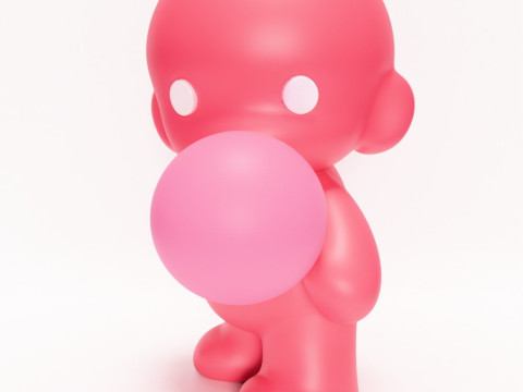 3D Printing Pink Bubble Gum Candy Cloud toy 3D Modell