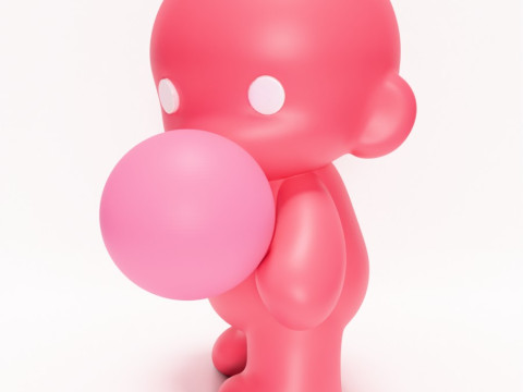 3D Printing Pink Bubble Gum Candy Cloud toy 3D Modell