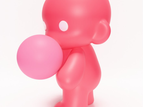 3D Printing Pink Bubble Gum Candy Cloud toy 3D Modell