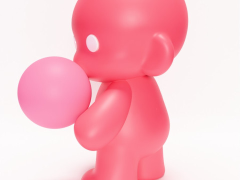 3D Printing Pink Bubble Gum Candy Cloud toy 3D Modell