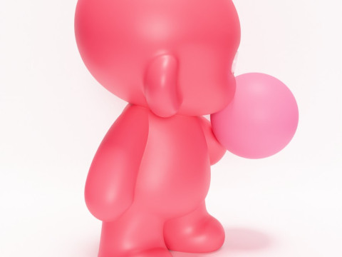 3D Printing Pink Bubble Gum Candy Cloud toy 3D Modell