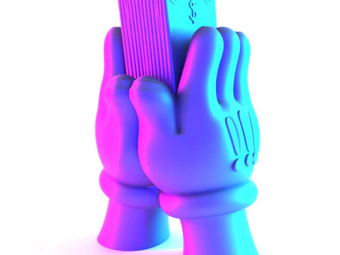 3D Printing Bills Glove Money Grip toy 3D Model