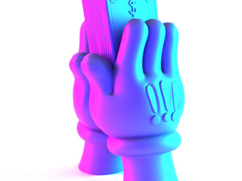 3D Printing Bills Glove Money Grip toy Model 3D