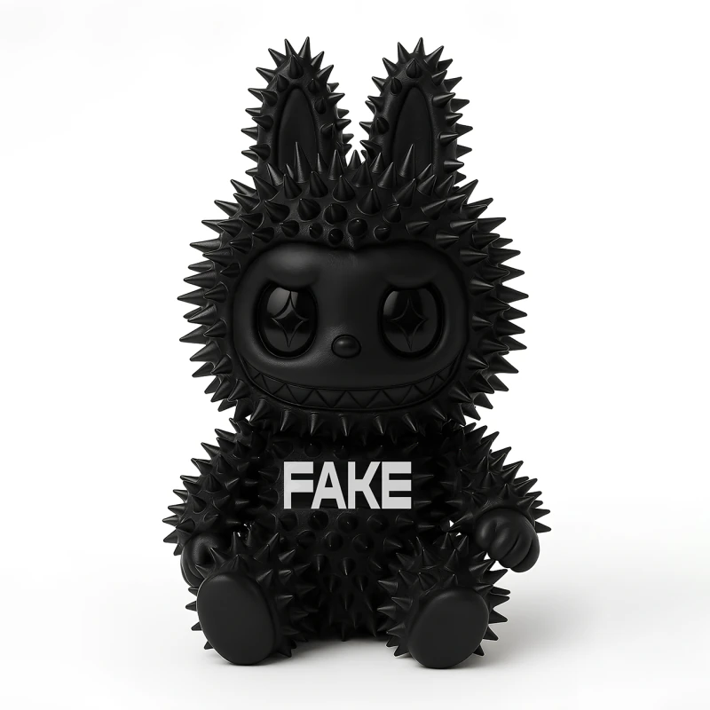 3D 프린팅 앉아 블랙 라부부 가짜 펑크 그런지 가시 괴물 장난감 3D 모델 .c4d .max .obj .3ds .fbx .stl .blend