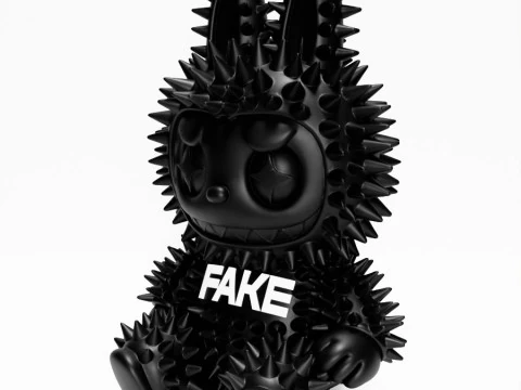 3D 프린팅 앉아 블랙 라부부 가짜 펑크 그런지 가시 괴물 장난감 3D 모델