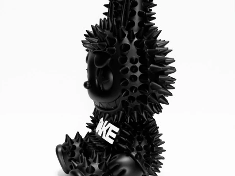 3D 프린팅 앉아 블랙 라부부 가짜 펑크 그런지 가시 괴물 장난감 3D 모델