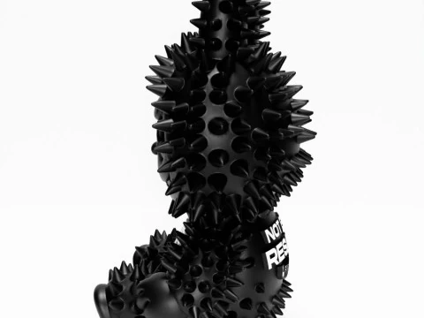 3D 프린팅 앉아 블랙 라부부 가짜 펑크 그런지 가시 괴물 장난감 3D 모델