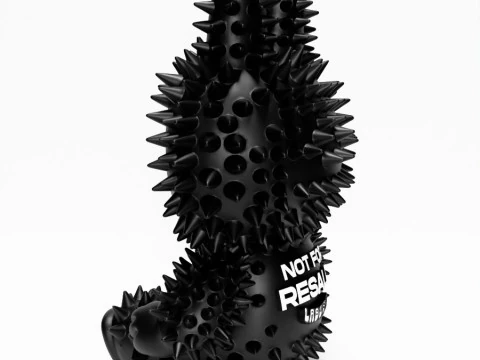 3D 프린팅 앉아 블랙 라부부 가짜 펑크 그런지 가시 괴물 장난감 3D 모델