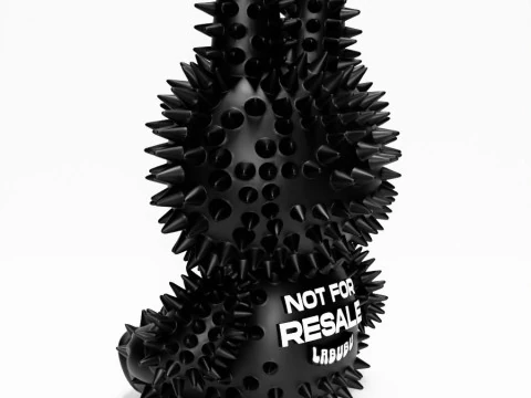 3D 프린팅 앉아 블랙 라부부 가짜 펑크 그런지 가시 괴물 장난감 3D 모델