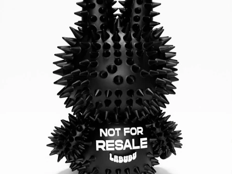 3D 프린팅 앉아 블랙 라부부 가짜 펑크 그런지 가시 괴물 장난감 3D 모델