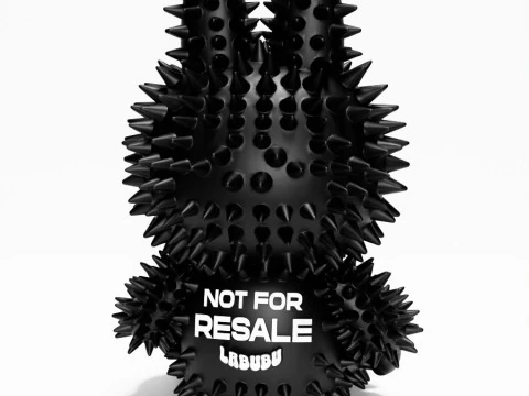 3D 프린팅 앉아 블랙 라부부 가짜 펑크 그런지 가시 괴물 장난감 3D 모델