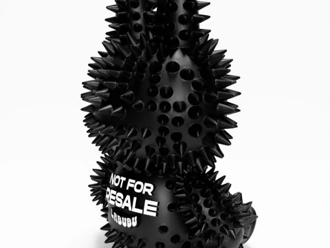 3D 프린팅 앉아 블랙 라부부 가짜 펑크 그런지 가시 괴물 장난감 3D 모델