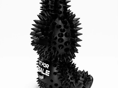 3D 프린팅 앉아 블랙 라부부 가짜 펑크 그런지 가시 괴물 장난감 3D 모델