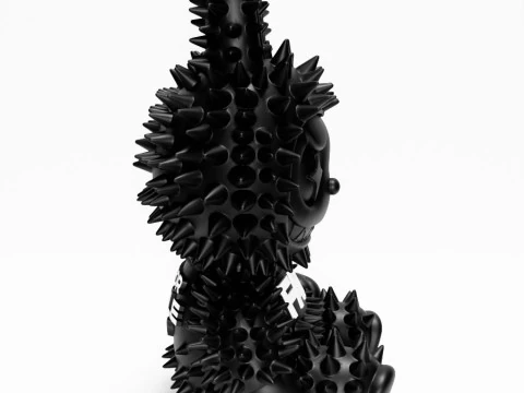 3D 프린팅 앉아 블랙 라부부 가짜 펑크 그런지 가시 괴물 장난감 3D 모델