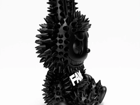 3D 프린팅 앉아 블랙 라부부 가짜 펑크 그런지 가시 괴물 장난감 3D 모델