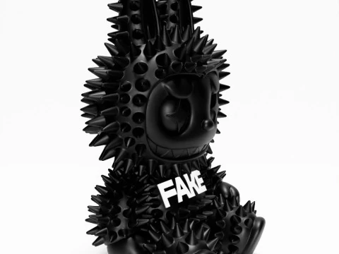 3D 프린팅 앉아 블랙 라부부 가짜 펑크 그런지 가시 괴물 장난감 3D 모델