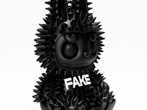 3D 프린팅 앉아 블랙 라부부 가짜 펑크 그런지 가시 괴물 장난감 3D 모델