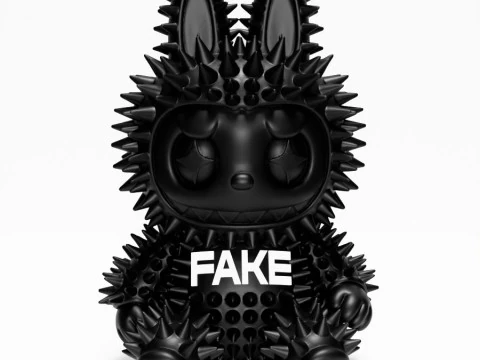 3D 프린팅 앉아 블랙 라부부 가짜 펑크 그런지 가시 괴물 장난감 3D 모델