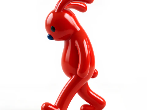 3D Printing Red Bunny Sad Walker toy 3D Model