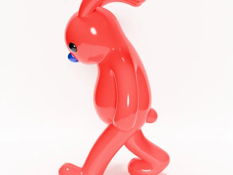 3D Printing Red Bunny Sad Walker toy 3D Model