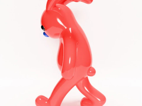 3D Printing Red Bunny Sad Walker toy 3D Model