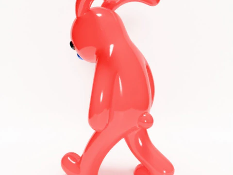 3D Printing Red Bunny Sad Walker toy 3D Model