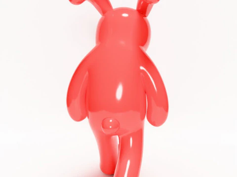 3D Printing Red Bunny Sad Walker toy 3D Model