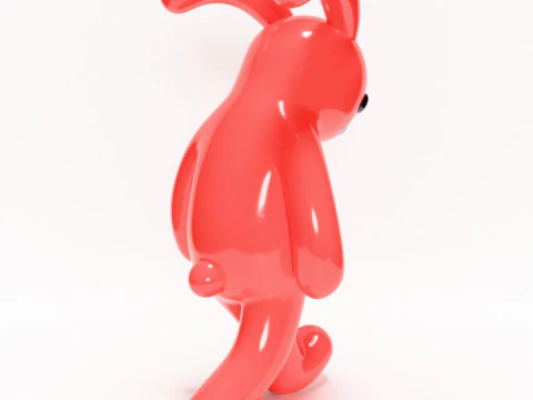 3D Printing Red Bunny Sad Walker toy 3D Model