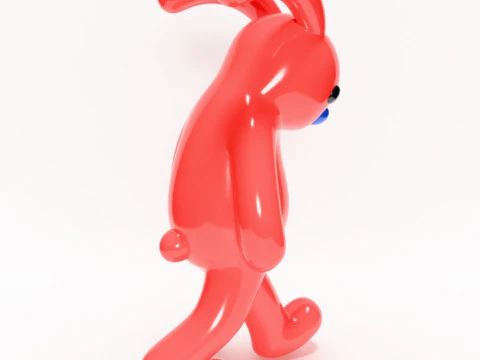 3D Printing Red Bunny Sad Walker toy 3D Model