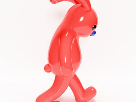 3D Printing Red Bunny Sad Walker toy 3D Model