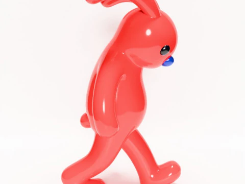 3D Printing Red Bunny Sad Walker toy 3D Model