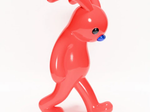 3D Printing Red Bunny Sad Walker toy 3D Model