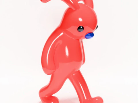 3D Printing Red Bunny Sad Walker toy 3D Model