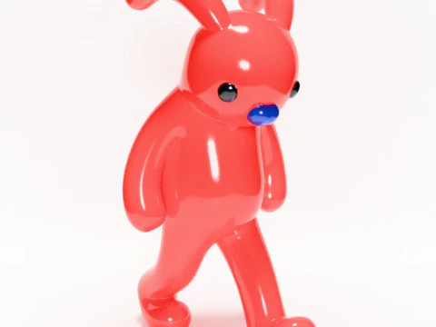 3D Printing Red Bunny Sad Walker toy 3D Model