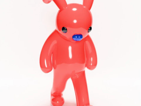 3D Printing Red Bunny Sad Walker toy 3D Model
