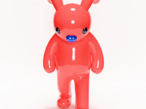 3D Printing Red Bunny Sad Walker toy 3D Model
