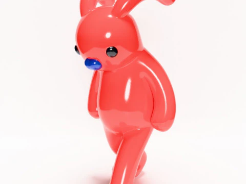 3D Printing Red Bunny Sad Walker toy 3D Model