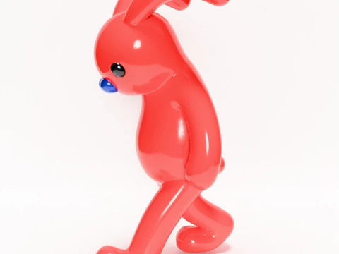 3D Printing Red Bunny Sad Walker toy 3D Model
