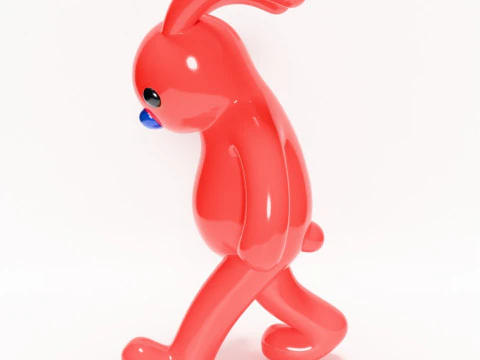 3D Printing Red Bunny Sad Walker toy 3D Model