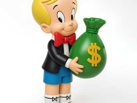 3D Printing Richie Rich Gold Billionaire Cashbag toy 3D Model
