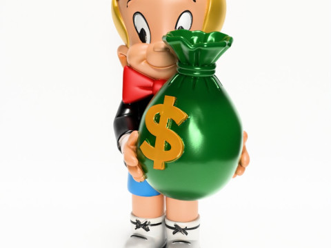 3D Printing Richie Rich Gold Billionaire Cashbag toy Model 3D